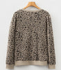 Khaki Ribbed Trim Leopard Print Long Sleeve Top Dear-Lover Dropshipping