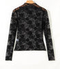 Black Sheer Floral Lace Mesh Mock Neck Long Sleeve Top Dear-Lover Dropshipping