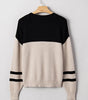 Parchment Color Block Knit Striped Sleeve Detail Casual Sweater Dear-Lover Dropshipping
