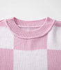 Pink Checkered Bishop Sleeve Sweater Dear-Lover Dropshipping
