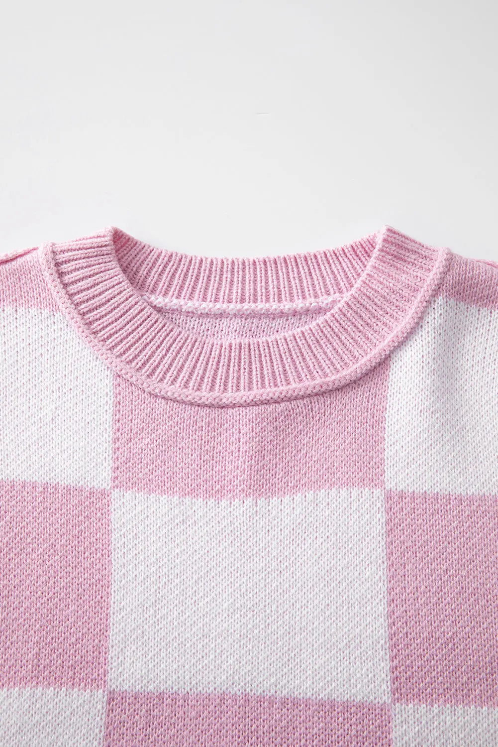Pink Checkered Bishop Sleeve Sweater Dear-Lover Dropshipping