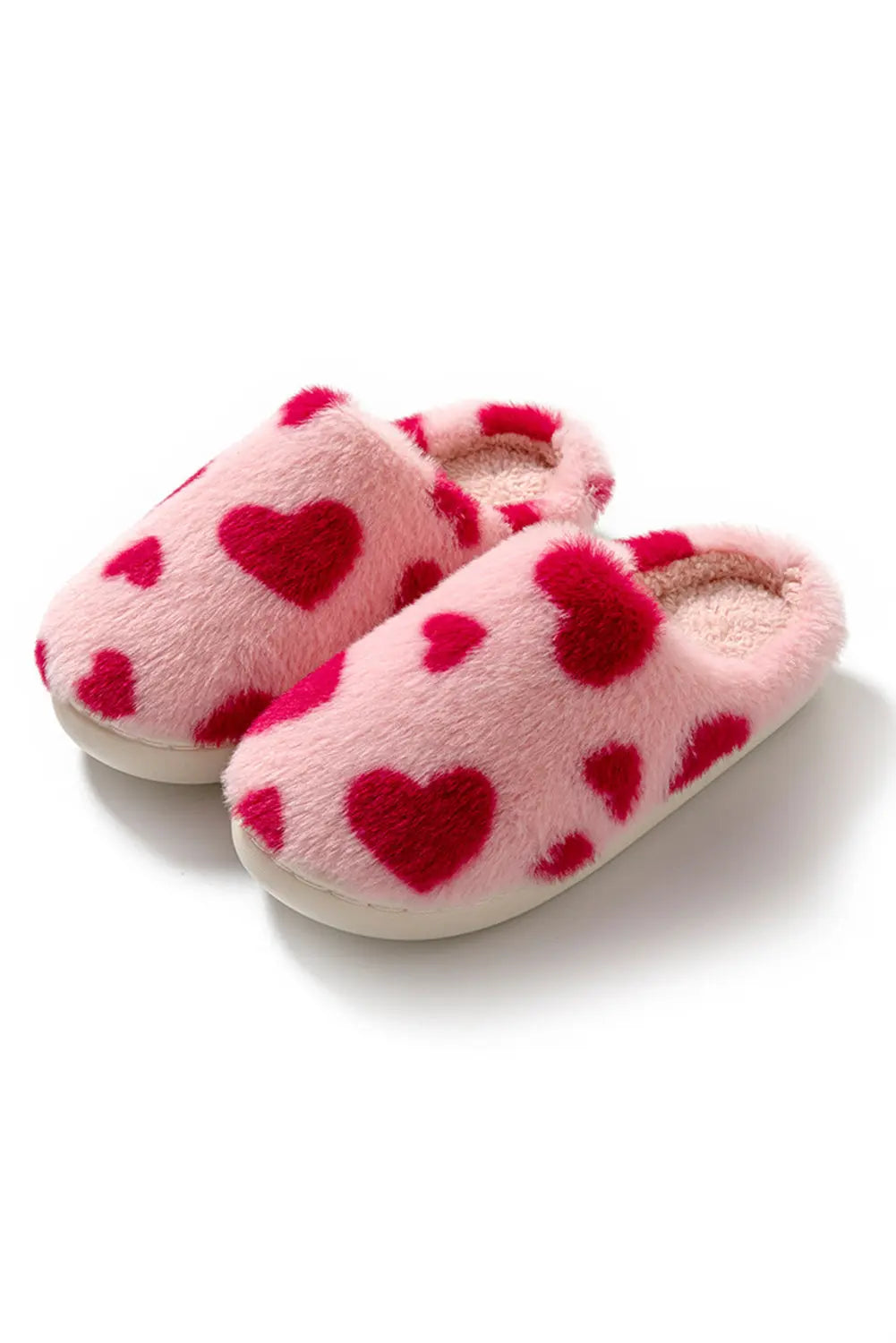Fiery Red Valentines Heart Shape Winter Fuzzy Slippers Markonline