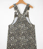 Gray Leopard Print Pocketed Loose Fit Denim Overall Dress Markonline