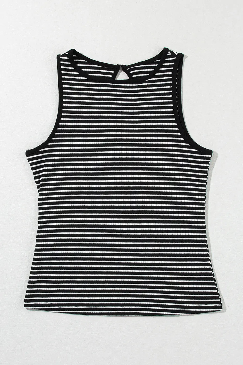 Black Striped Print Ribbed Knit Sleeveless Top Dear-Lover Dropshipping