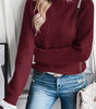 Burgundy Contrast Lace Frilled Trim Raglan Sleeve Sweater Dear-Lover Dropshipping