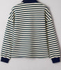 Navy Blue Striped Print Contrast Collar Zip V Neck Long Sleeve Top Dear-Lover Dropshipping
