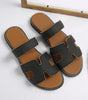 Black Cut Out H Shape Band PU Leather Slippers Dear-Lover Dropshipping