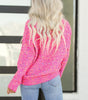 Dark Pink Colorful Spots Knitted V Neck Casual Sweater Dear-Lover Dropshipping