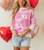 Pink Bow Knot Two Tone Checkered Crew Neck Sweater Dear-Lover Dropshipping