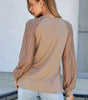 Parchment Lace Patchwork Long Raglan Sleeve Pleated Top Dear-Lover Dropshipping