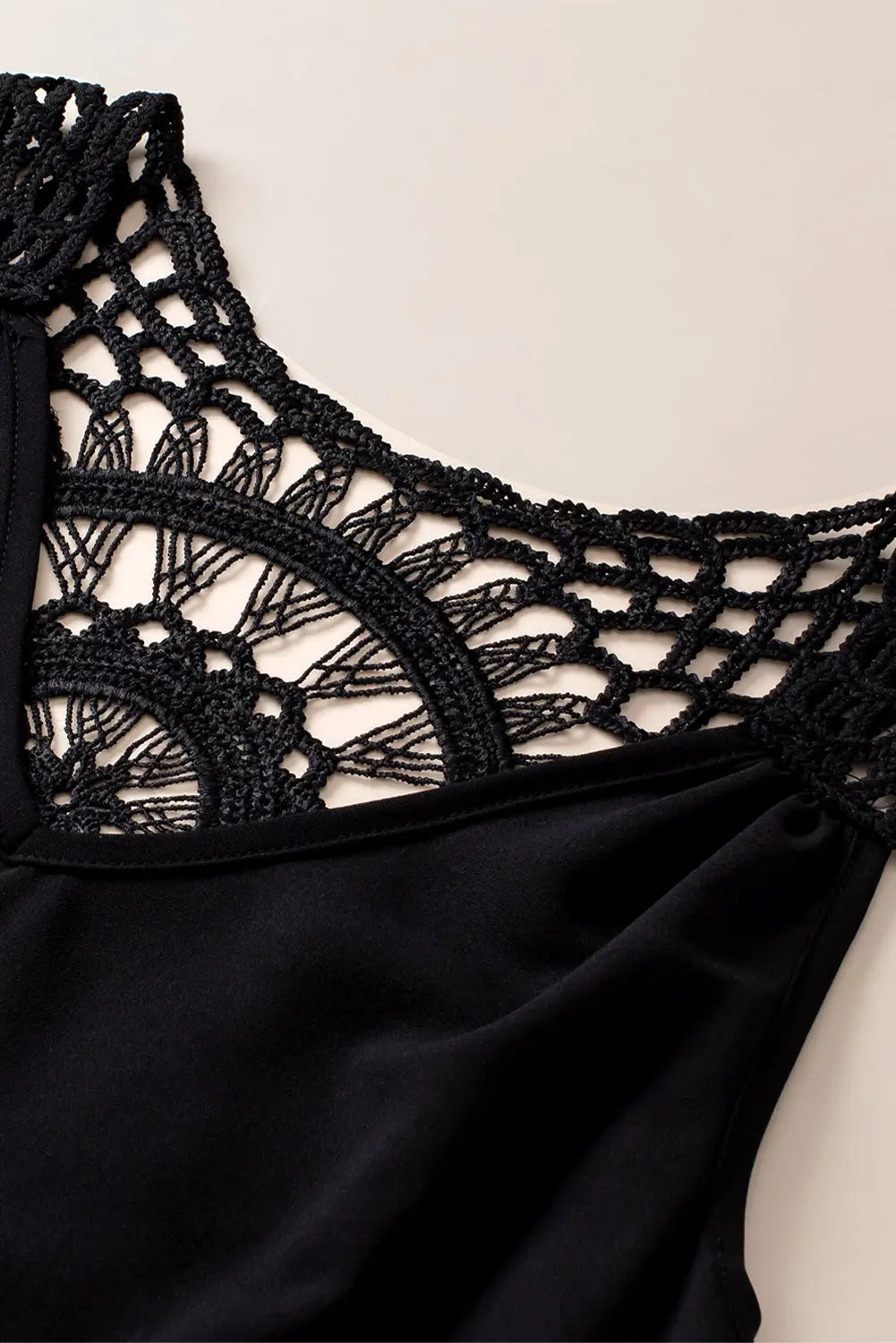 Black Bohemian Crochet Patchwork Sleeveless Tunic Markonline