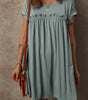 Mist Green Frilled Gathered Seam Round Neck T Shirt Dress Markonline