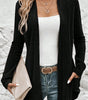 Black Ribbed Open Front Knitted Top with Pockets Dear-Lover Dropshipping