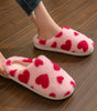 Fiery Red Valentines Heart Shape Winter Fuzzy Slippers Markonline