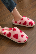 Fiery Red Valentines Heart Shape Winter Fuzzy Slippers Markonline