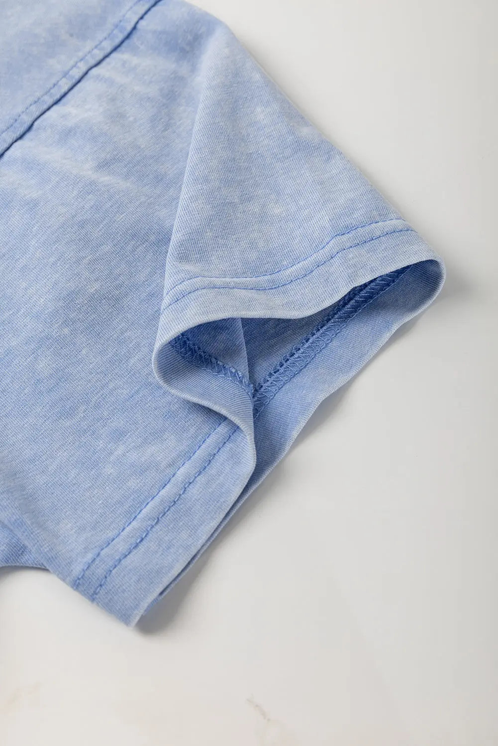 Sky Blue Mineral Wash Flower Patchwork Mini T Shirt Dress Markonline