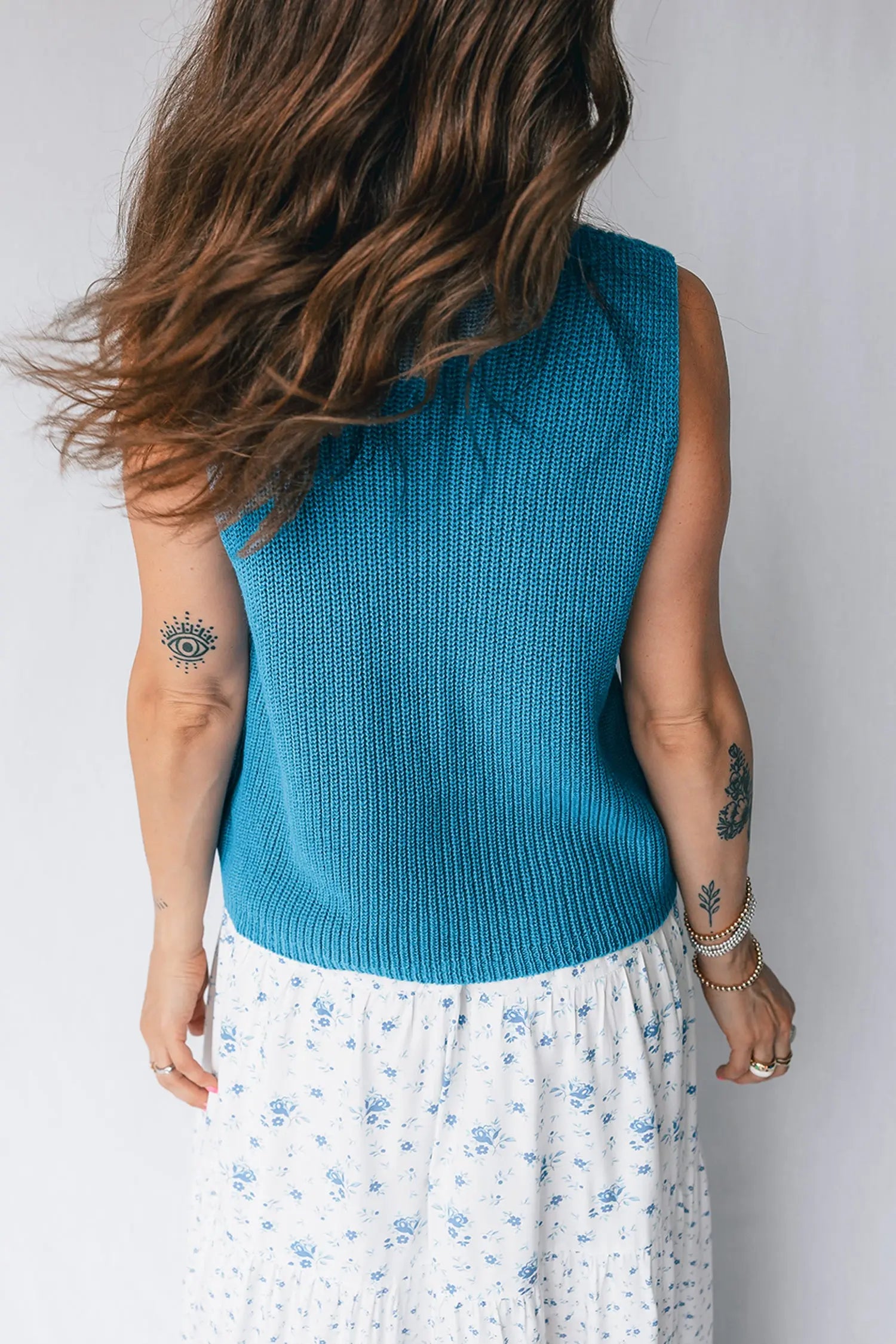 Dusk Blue Summer Script Graphic Sleeveless Sweater Vest Dear-Lover Dropshipping
