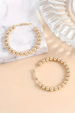 Gold Plated Beads Alloy Hoop Earrings Dear-Lover Dropshipping