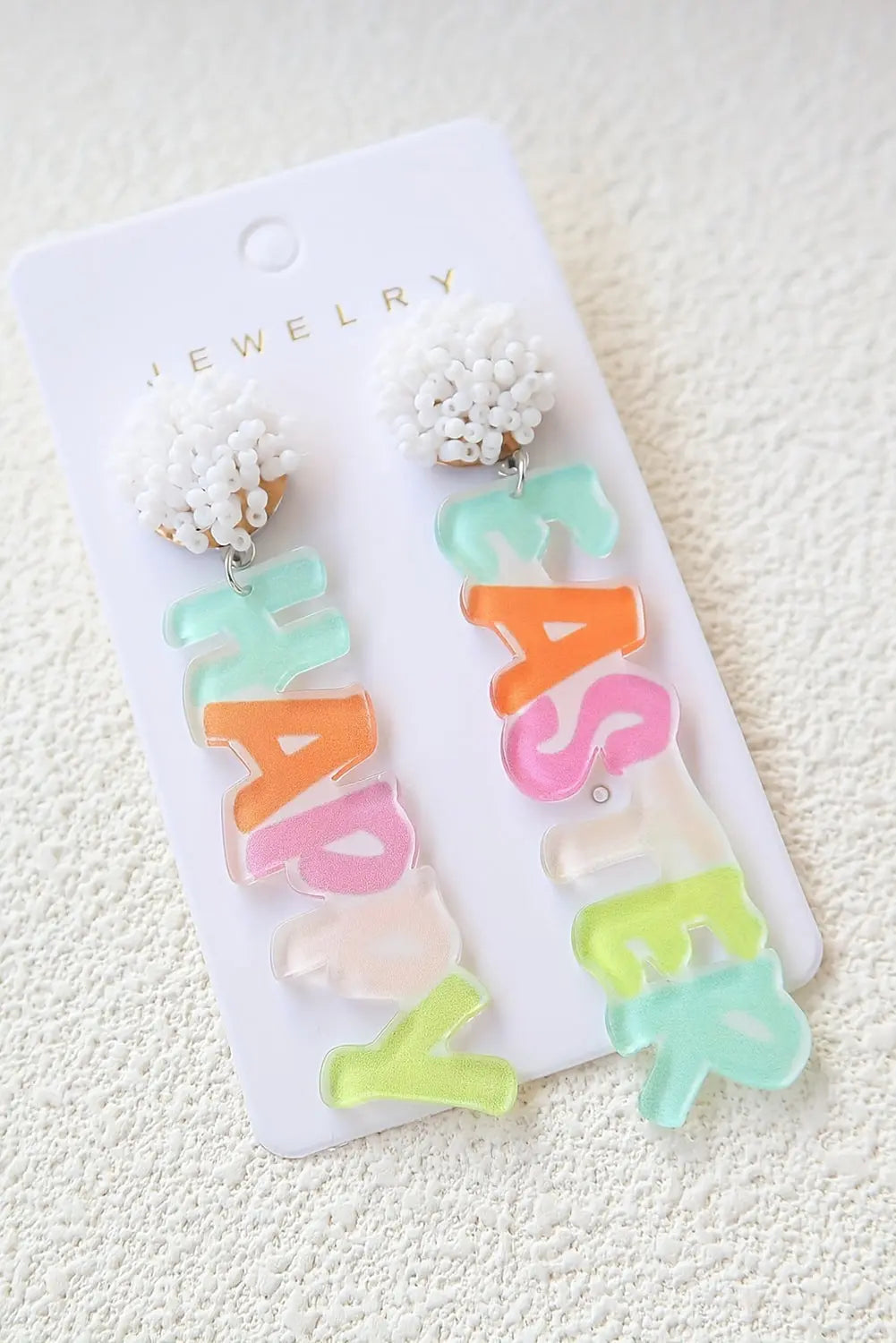 Pink Colorful HAPPY EASTER Drop Earrings Dear-Lover Dropshipping