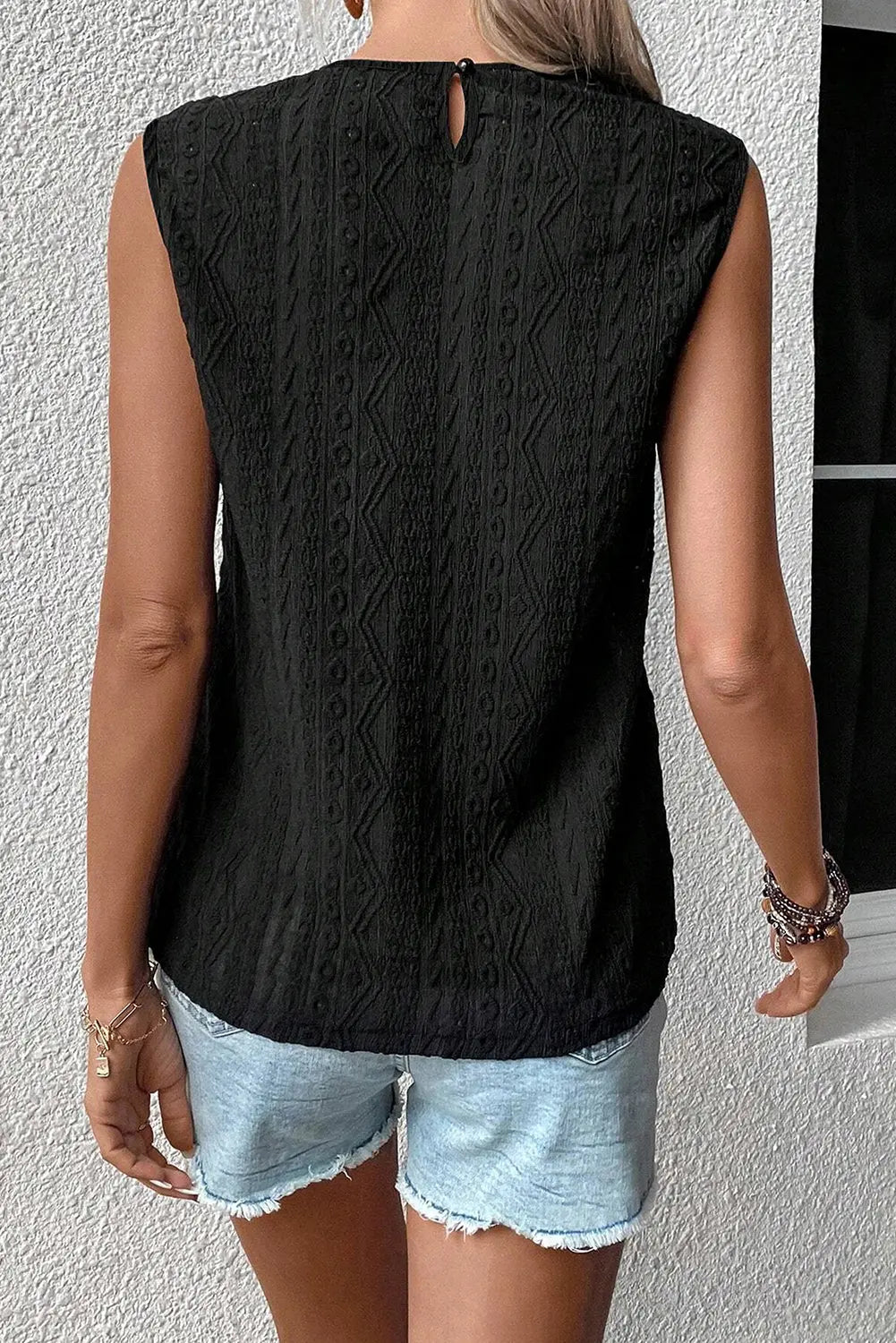 Black Guipure Lace Crochet Keyhole Back Tank Top Dear-Lover Dropshipping