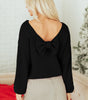 Black Bow Backless Bubble Sleeve Sweater Dear-Lover Dropshipping