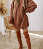 Coffee Cable Knit Drop Shoulder Loose Fit Sweater Dress Dear-Lover Dropshipping