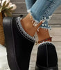 Black Contrast Print Suede Plush Lined Snow Boots Dear-Lover Dropshipping