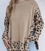 Khaki Leopard High Neck Side Slit Oversized Sweater Dear-Lover Dropshipping