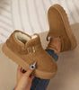 Coffee Buckle Detail Round Toe Platform Cozy Winter Boots Dear-Lover Dropshipping