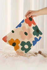 White Floral Print Corduroy Minimalist Storage Bag Markonline