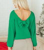 Bright Green Bow Backless Bubble Sleeve Sweater Dear-Lover Dropshipping