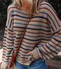 Multicolour Striped Knitted Drop Shoulder Round Neck Sweater Dear-Lover Dropshipping