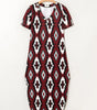 Red Western Aztec Printed Long T-shirt Dress Markonline