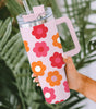 Multicolor Flower Print Handled Stainless Steel Vacuum Cup 40oz Dear-Lover Dropshipping