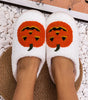 White Halloween Pumpkin Print Plush Slippers (Runs Small, Size Up) Dear-Lover Dropshipping