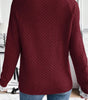 Burgundy Contrast Lace Frilled Trim Raglan Sleeve Sweater Dear-Lover Dropshipping