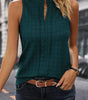Sea Green Lattice Textured Split Neck Tank Top Markonline