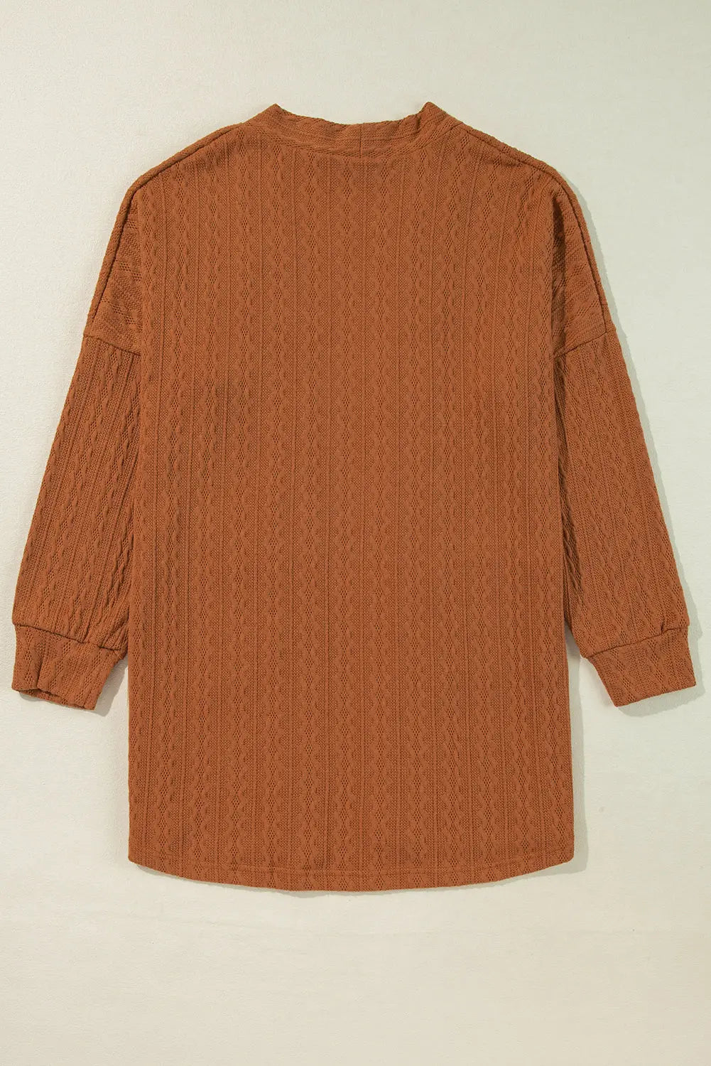 Chestnut Textured Knit Side Pockets Open Front Cardigan Dear-Lover Dropshipping