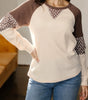 Brown Floral Print Patchwork Color Block Long Sleeve Top Markonline