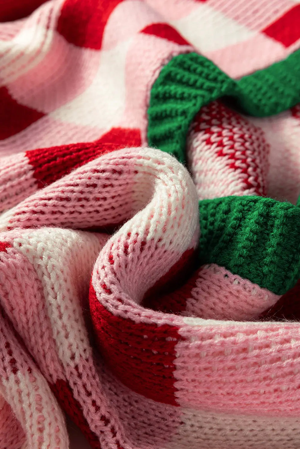 Pink Plaid Knit Bow Knot Decor Open Front Sweater Cardigan Dear-Lover Dropshipping