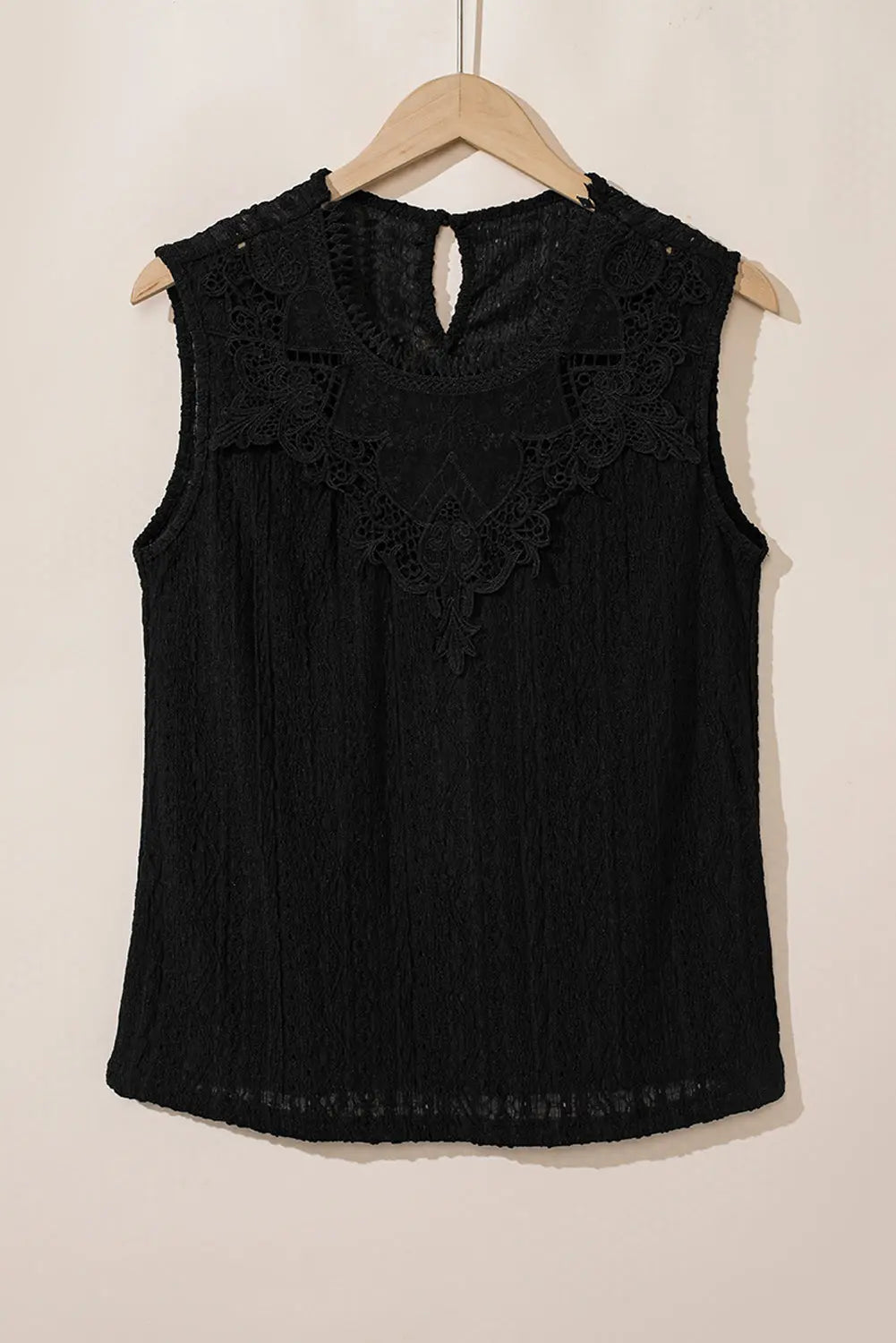 Black Guipure Lace Crochet Keyhole Back Tank Top Dear-Lover Dropshipping