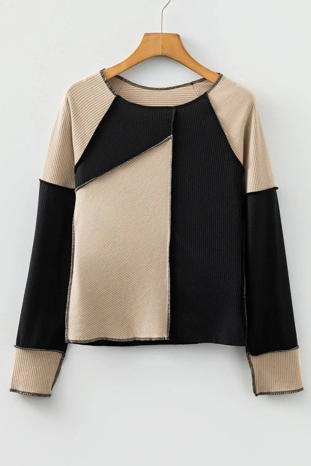 Multicolor Irregular Color Block Seaming Trim Rib Knit Top Dear-Lover Dropshipping