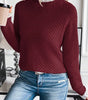 Burgundy Contrast Lace Frilled Trim Raglan Sleeve Sweater Dear-Lover Dropshipping