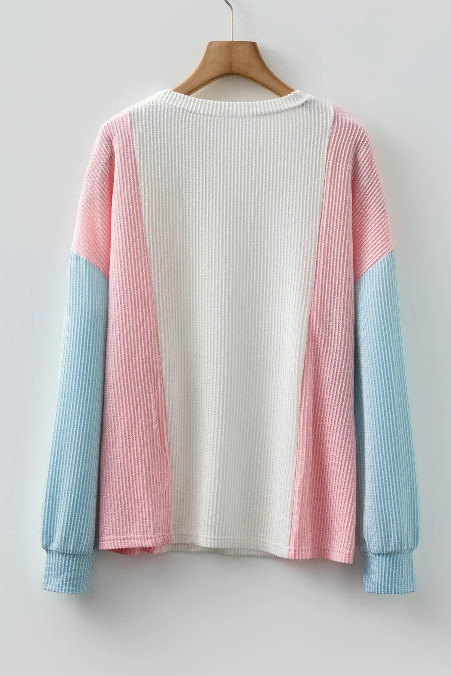 Beau Blue Color Block Corded Long Sleeve Top Dear-Lover Dropshipping