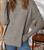 Gray Morn Ribbed High Neck Knitted Pullover Top Markonline