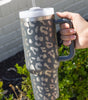 Gray Leopard Print 40OZ Stainless Steel Portable Cup with Handle Dear-Lover Dropshipping