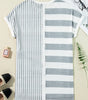 Gray Stripe Mixed Printed Short Sleeve Shift Mini T Shirt Dress Markonline
