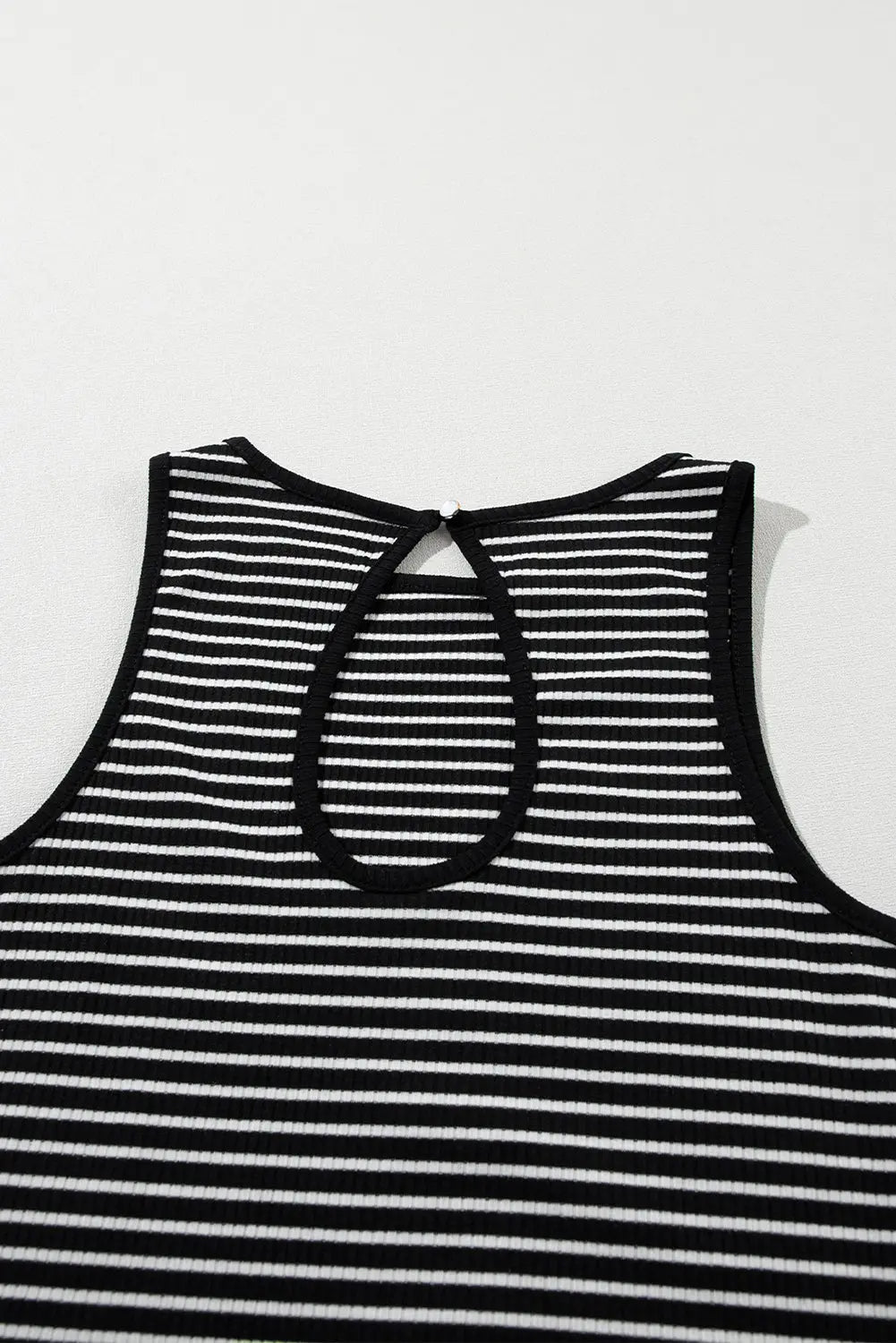 Black Striped Print Ribbed Knit Sleeveless Top Dear-Lover Dropshipping