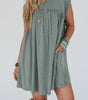 Mist Green Frilled Gathered Seam Round Neck T Shirt Dress Markonline