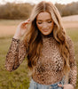 Brown Leopard Smocked Neck Mesh Long Sleeve Bodysuit Dear-Lover Dropshipping